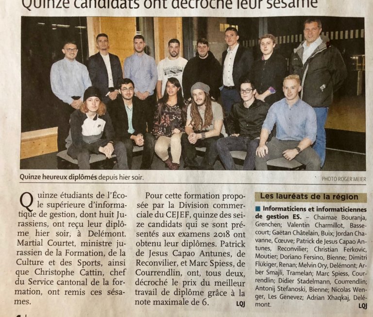 Notre collaborateur Marc Spiess à réussi son diplôme avec brio.