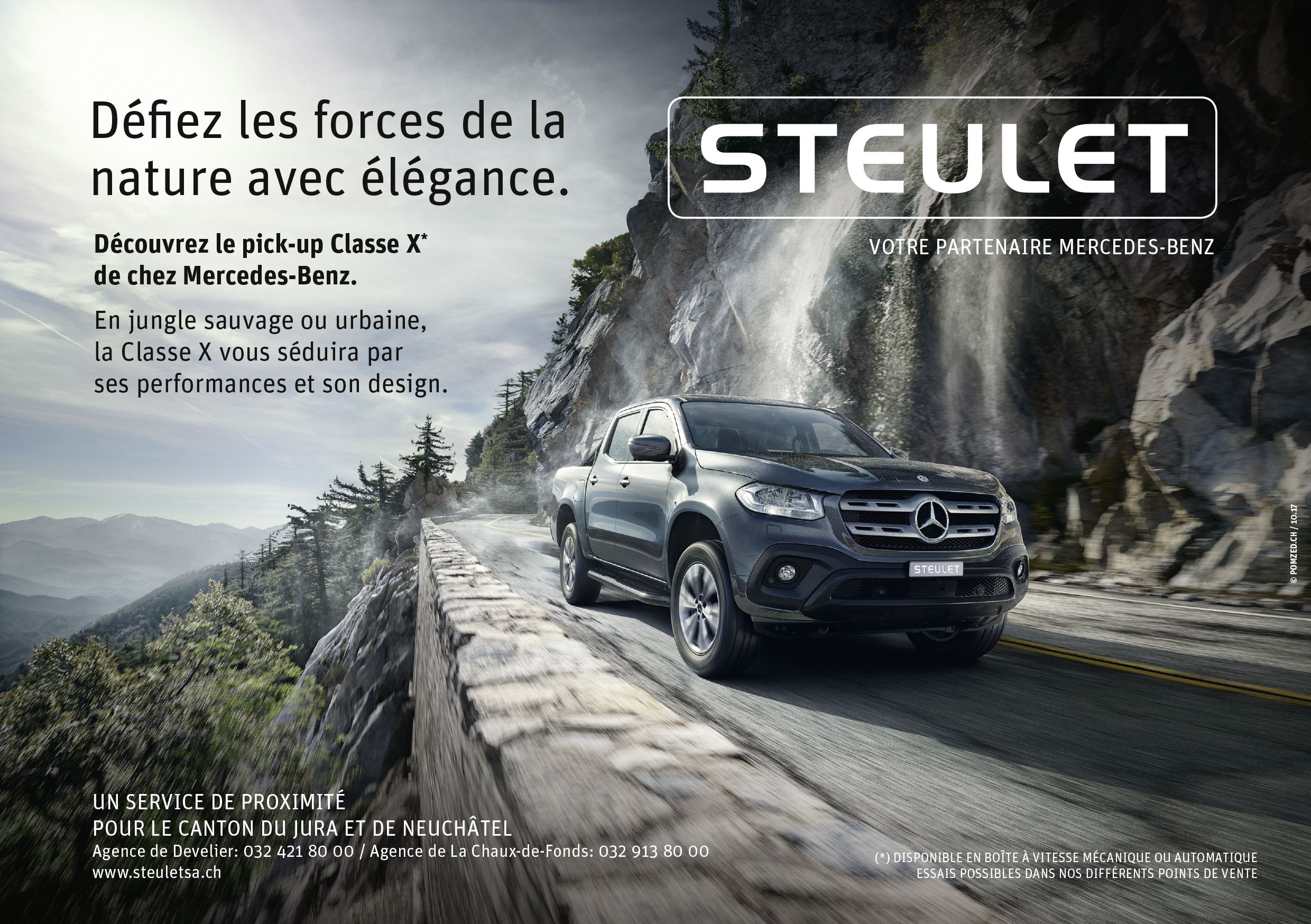 Affiche publicitaire pour le pick-up Mercedes Classe X.