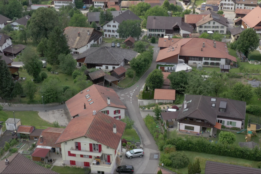 Photo aérienne du village de Grandval.